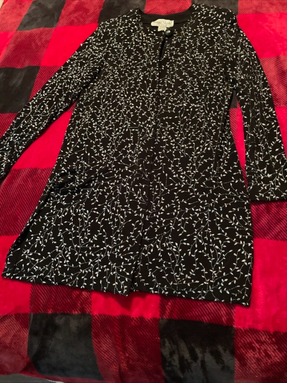 Nicole Black Tunic jacket with Silver Glitter Vine Detail